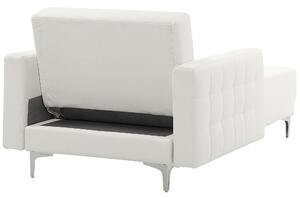 Chaise longue bianca in ecopelle trapuntata moderna soggiorno divano reclinabile gambe argento braccioli Beliani