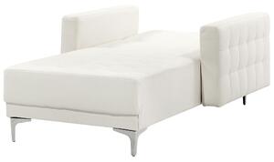 Chaise longue bianca in ecopelle trapuntata moderna soggiorno divano reclinabile gambe argento braccioli Beliani