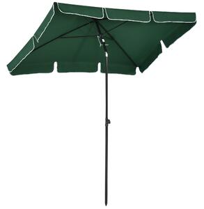 Outsunny Ombrellone da Giardino Rettangolare 2x2.4 m con Inclinazione Regolabile e Palo in Alluminio, Verde e Nero|Aosom