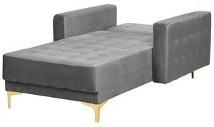 Chaise longue in tessuto trapuntato in velluto grigio Soggiorno moderno Divano reclinabile Gambe dorate Bracci a binario Beliani
