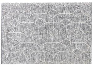 Tappeto grigio con lana beige misto cotone 160 x 230 cm moderno geometrico intrecciato a mano a trama piatta Beliani