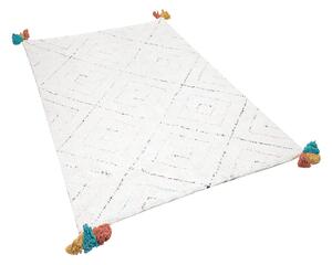 Tappeto tappetino Shaggy Cotone Bianco 140 x 200 cm Motivo Geometrico Multicolore Beliani