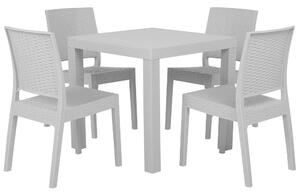 Set da pranzo da giardino Tavolo quadrato grigio chiaro 80 x 80 cm 4 sedie impilabili 4 posti minimalista Beliani