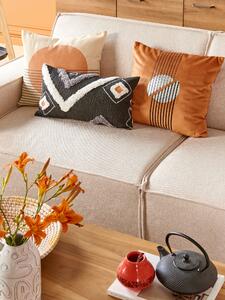 Set di 2 Cuscini decorativi con motivo geometrico di colore Arancione 45 x 45 cm soggiorno camera da letto Beliani