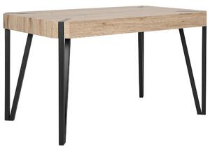 Tavolo da pranzo leggero piano in legno gambe in metallo Nero 130 x 80 cm 6 posti rettangolare industriale Beliani