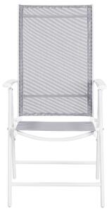 Set di 6 sedie da giardino in tessuto grigio struttura in alluminio bianco pieghevole reclinabile Beliani