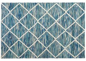 Tappeto tappetino Blu 160 x 230 cm Lana Motivo Geometrico soggiorno Beliani