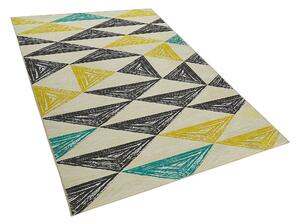 Tappeto tappetino grigio e giallo stampato motivo geometrico 140 x 200 cm a pelo corto Beliani