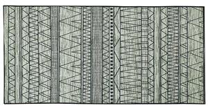 Tappeto Nero e grigio poliestere 80 x 150 cm a pelo corto motivo geometrico Beliani