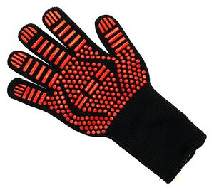 Guanto per BBQ Anbidestro Resistente fino a 250° con Inserti in Silicone Nero e Rosso