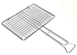 Griglia Doppia per Barbecue 27x37 cm Senza Piedini in Filo di Ferro Cromato Made in Italy