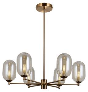 Lampada a sospensione con paralumi ovali Perano, bronzo anticato, 6xG9x5W, metallo, dimensioni: 59x62x62 cm, IP20, Italux