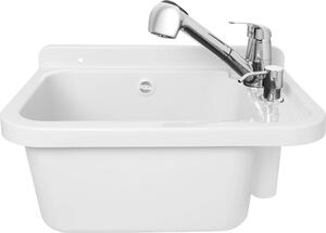 ADGO® Lavello Lavello bianco 50 cm Rubinetto e dispenser sapone