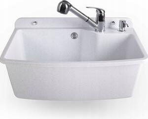 ADGO® Lavabo bianco Rubinetto con tubo flessibile estraibile Dosatore di sapone