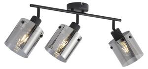 Faretto da soffitto di design nero con vetro fumé 3 luci - Domo