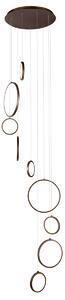 Lampada a sospensione di design bronzo scuro a 9 luci con LED dimmerabile a 3 livelli - Vide Anella