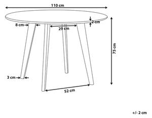Tavolo da pranzo effetto marmo con gambe nere rotonde da 110 cm in MDF da tavolo con gambe in metallo Beliani