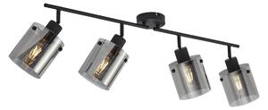 Faretto da soffitto di design nero con vetro fumé 4 luci - Domo