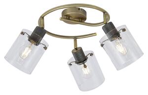 Faretto da soffitto di design bronzo con vetro trasparente rotondo a 3 luci - Domo