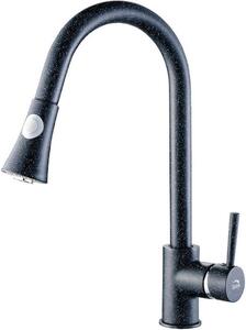Miscelatore per lavello verticale di design con bocca estraibile in granito nero