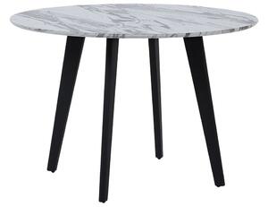 Tavolo da pranzo effetto marmo con gambe nere rotonde da 110 cm in MDF da tavolo con gambe in metallo Beliani