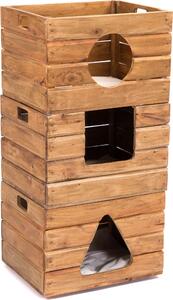 CASA PER GATTI "KITTY" | legno, 3 pezzi | casa per gatti con cuscino