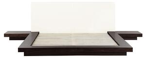 Letto in Legno Marrone Scuro Stile Giapponese 2 Comodini 160 x 200 cm camera da letto stile orientale Beliani