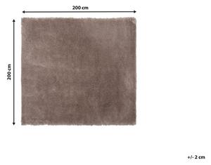 Tappeto Shaggy in cotone marrone chiaro in misto poliestere 200 x 200 cm soffice pelo denso Beliani