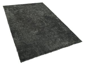 Tappeto shaggy in cotone grigio scuro in misto poliestere 140 x 200 cm soffice pelo denso Beliani