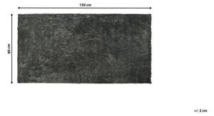 Tappeto Shaggy tappetino Misto Cotone Grigio Scuro Poliestere 80 x 150 cm Soffice pelo lungo Beliani