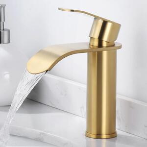 Rubinetto monocomando per lavabo - Acciaio inossidabile - Oro - Risparmio idrico - Miscelatore a cascata per bagno