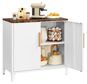 Tavolino – Metallo – Bianco – Piedini regolabili – 2 ante con chiusura magnetica – Adatto per casa, garage e balcone