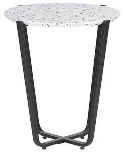 Tavolino Bianco Effetto Terrazzo Gambe in Metallo Nero Art Deco Beliani