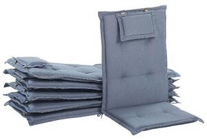 Set di 6 cuscini per sedie da giardino Cuscino per schienale in poliestere blu Design moderno Cuscino per esterni Beliani