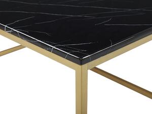 Tavolino da Caffè Nero Effetto Marmo Gambe in Metallo dorato 100 x 60 cm Rettangolare Industrial Glam Beliani