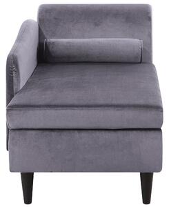 Chaise longue Rivestimento in velluto grigio con contenitore a versione destra con supporto Beliani