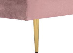 Chaise longue Velluto Rosa Imbottito versione sinistra Orientamento Gambe In Metallo Rafforzamento Cuscino Design Moderno Beliani