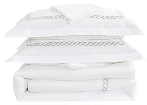 Set copripiumino e federa bianco in raso di cotone per letto singolo con lenzuolo incluso/6 pezzi 140x200 cm Whispered Serenity – Mila Home Luxury