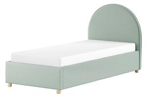 Letto singolo imbottito verde con contenitore con rete inclusa 90x200 cm Moon – Vipack
