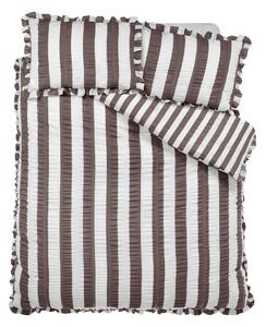 Set copripiumino e federa marrone scuro per letto matrimoniale 200x200 cm Seersucker Frill Stripe – Catherine Lansfield