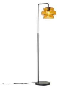 Lampada da terra retrò nera con vetro arancione - Denise