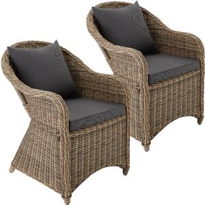 Tectake 2 poltrone in rattan e alluminio - sedia + cuscini su seduta e schienale