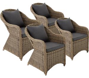 Tectake 4 poltrone in rattan e alluminio, cuscini per seduta e schienale