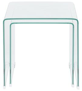 Set di 2 tavolini a nido in Vetro Trasparente Rettangolare stile Minimalista soggiorno Beliani