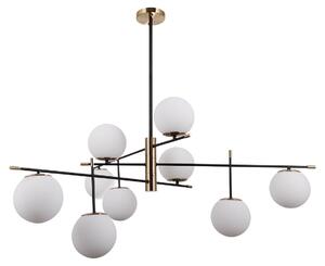 Lampada a sospensione con sfere bianche Stelia nera 9xE14x5W in metallo, dimensioni: 99x128x128 cm, IP20, Italux
