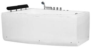 Vasca da bagno ad angolo Vasca Idromassaggio in acrilico bianco 182 x 121 cm Vasca a versione destra con poggiatesta Beliani