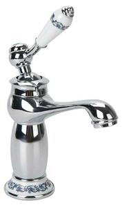 Rubinetto per lavabo, miscelatore monocomando, design retrò, ottone, finitura argento