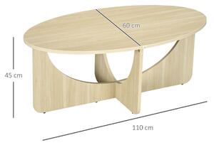 HOMCOM Tavolino da Salotto Ovale Moderno, 110x60x45cm, Stile Elegante, Color Rovere, Ideale per Salotti Contemporanei