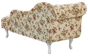 Chaise longue Beige Multicolore versione sinistra Tessuto in poliestere con bottoni abbottonati Motivo floreale Beliani