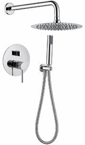 Set doccia con miscelatore monocomando - Montaggio a parete - 2 uscite - Cromato - Serie Line